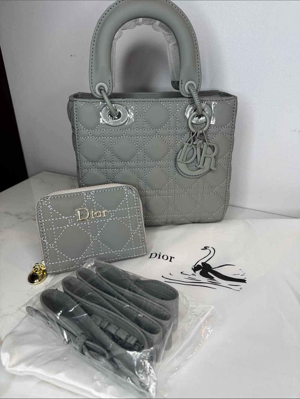 Stone gray purse and wallet